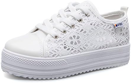 Kangwoo Women's Lace Mesh Platform Shoes Double Up Fashion Sneakers White US 9.5