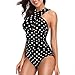 W YOU DI AN Women's Swimsuits One Piece Tummy Control Front Cross Backless Swimsuit Bathing Suit (2XL, White Polka dots)