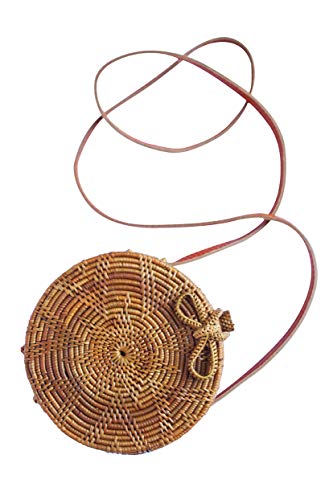 Circle Basket Bali Bag; Canteen style Woven Summer Basket Bag