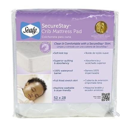 sealy securestay waterproof crib mattress pad