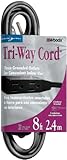 Woods 2611 8-Foot 3-Prong Indoor Extension Cord With 3 Outlets, Black