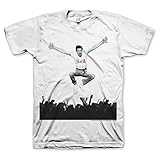 Freddie Mercury Queen Stage Jump in Flash Tee T-shirt - White (Medium)