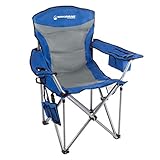 Wakeman Outdoors Heavy Duty Camp Chair-850lb High Weight Capacity Big Tall Quad Seat-Cup Holder, Cooler, Carrying Bag-Tailgating, Camping, Fishing