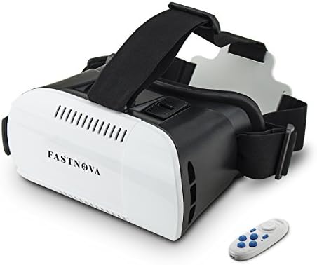 Fastnova 360 Viewing Experience VR Box Virtual Reality Headset Google Cardboard 3D VR Game Movie Glasses PD &amp; FD Adjustment for HTC LG Samsung iPhone with Bluetooth Remote Selfie Shutter(White)