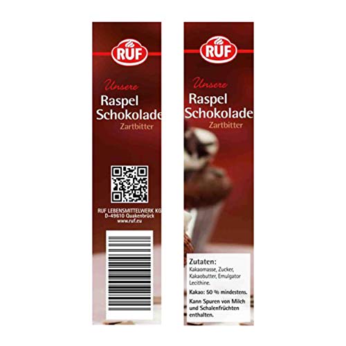 RUF Zartbitter Raspelschokolade, geraspelte Schokolade im 100g Pack, haudünn, ideal zum Ummanteln von Torten, glutenfrei und vegan, 11er Pack (11x100g) – Bild 5