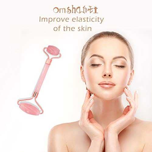 Rose Quartz Roller for Face - Anti Aging Massage Skincare Tool for All Skin Types, Rose Jade Facial Roller, Face Roller, Facial Massage Roller