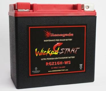 Utility Vehicle Battery; RGZ16H-WS; Honda 500cc 2016-2015 SXS500 M2 Pioneer 500; Part# BTZ16H, GYZ16H 350cca's