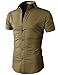 H2H Mens Slim Fit Solid Short Sleeves Dress Shirts of Various Colors
