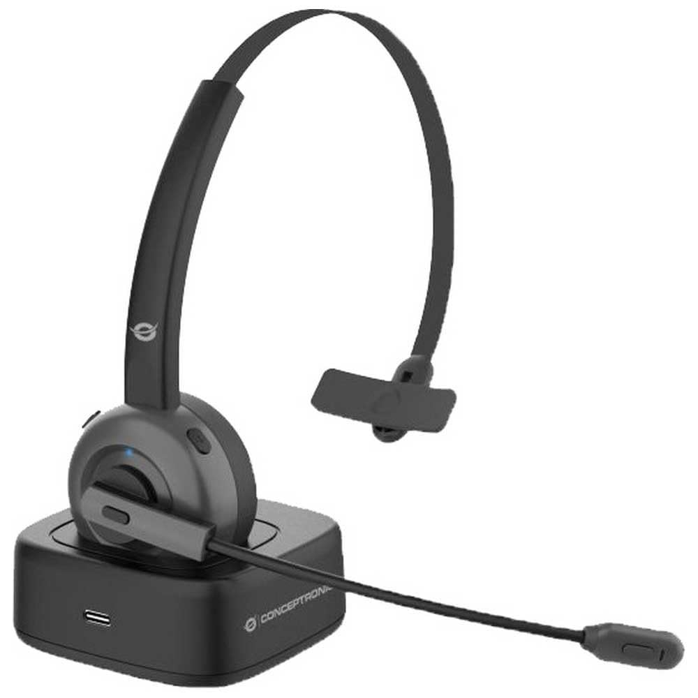 Conceptronic POLONA03BD Wireless Bluetooth Headset With Charging Dock, CVC Noise Cancellation — image 1