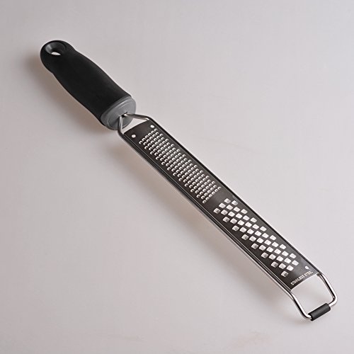 Wide Citrus Lemon Zester and Kitchen Cheese Grater 18/8 Stainless Steel Slicer for Ginger, Garlic, Nutmeg, Chocolate, Vegetables, Fruits Razor Sharp Blade - Colorfull Ergonomic Handle Color Black