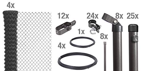 Alberts 635015 Maschendrahtzaun als Zaun-Komplettset, zum Einbetonieren | verschiedene Längen und Höhen | anthrazit-metallic | Höhe 150 cm | Länge 60 m – Bild 3