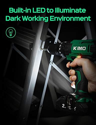 KIMO Cordless Drill Driver Kit, 20V Impact Drill Set w/Lithium-ion