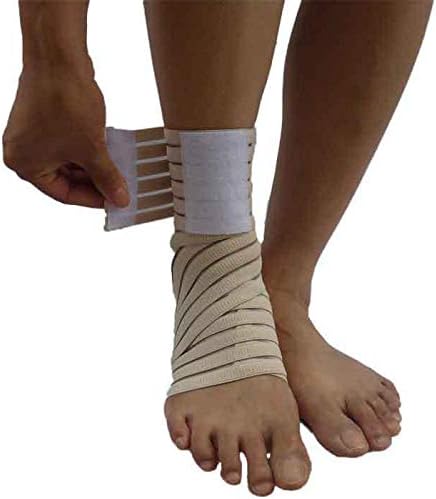 Ankle Brace Support Elastic Ankle Bandage Wrap Straps Breathable Safety Gym Sports Protector Compression Foot Ankle Bands Guard (Beige)