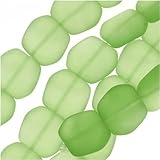Cultured Sea Glass, Square Nugget Beads 18x17mm, 6 Pieces, Peridot Green