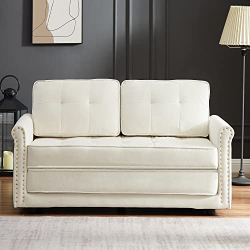 KLMM Modern Convertible Sleeper Sofa Bed, Velvet Sofa with Armrests ...
