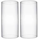 Glass Hurricane Candle Holder, Glass Chimneys for Candles, Open Ended Hurricane Glass Cylinder Wide 3.7" x Tall 8"
