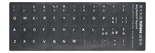 [2PCS Pack] HRH Italian Keyboard Stickers,PC Keyboard Stickers Black Background with White Lettering for Computer - Thumbnail 5