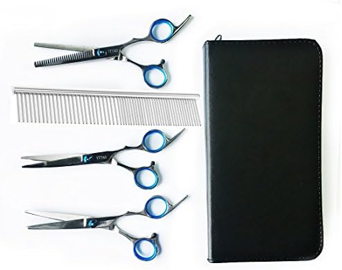 YTTAO Pet Grooming Scissors Kits- Clipper/Trimmer/Thinning/Curved Shears with Combs