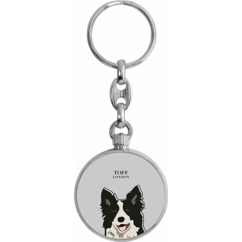 Toff London Black And White Border Collie Dog Head Keyring