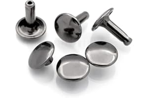 CRAFTMEMORE 9mm Cap x 8mm Post Leather Rivet Double Cap Rivets Tubular Metal Rapid Rivet Studs Leather Craft 50 Sets (8 mm Post, Gunmetal)