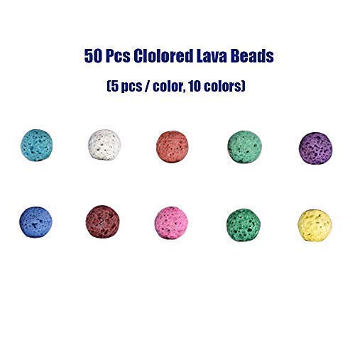 Lava Bead Kit, 600 Pcs Lava Beads Stone Rock Beads Kit Set for Essential Oils Jewelry Making by Afantti