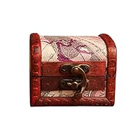 Lomsarsh Jewelry Box Vintage Wood Handmade Box with Mini Metal Lock for Storing Jewelry Treasure Pearl Vintage European Antique Old Decorative Box