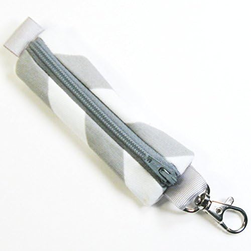 Best Gray Chevron Zippered Carry Pouch for Lip Balm, Lipstick, Chapstick or USB Thumb Drive! Includes Keychain for Easy, Quick, Convenient Access on Your Purse or Handbag!