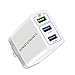 Quick Charge 3.0 USB Fast Wall Charger, 30W 3 Port Travel Wall Fast Charger Adapter QC3.0 QC2.0 Quick Charging Block Plug