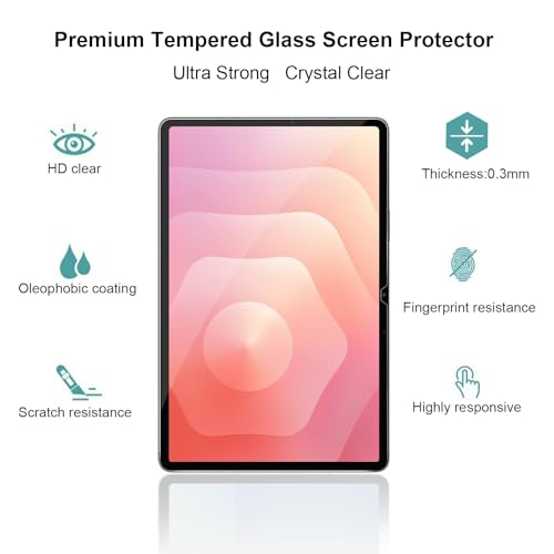 Gerutek [2 Pieces Screen Protector for Samsung Galaxy Tab S11/S10 Lite/S10 FE/S9 FE/S9/S8/S7 10.9/11 Inches, with Easy Installation Frame, 9H, Anti-Scratch, Bubble-Free, Tempered Glass for Tab S11