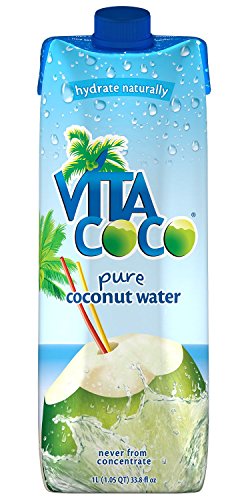 Vita Coco Coconut Water, Pure - Naturally Hydrating Electrolyte Drink - Smart Alternative to Coffee, Soda, and Sports Drinks - Gluten Free - 33.8 Ounce (Pack of 4)