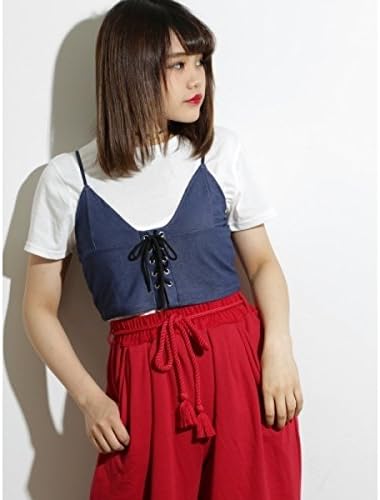 Amazon ウィゴー レディース Wego ウィゴー Wego レースアップビスチェ付きトップス オフホワイト F Tシャツ カットソー 通販
