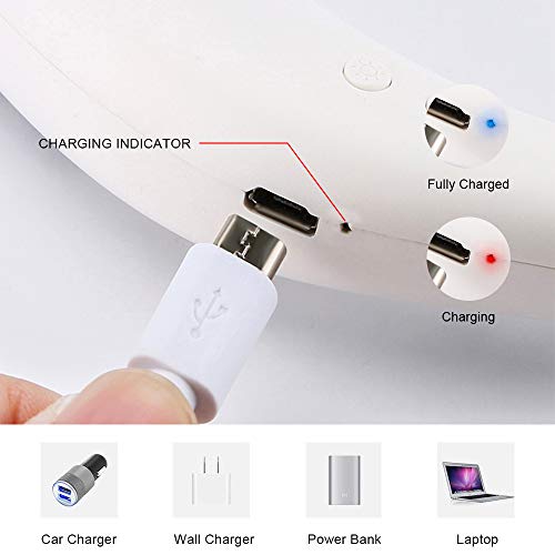 Portable Neck USB Fans - Battery Rechargeable with Colorful LED Light with 3 Speed Adjustable, 360 ° Free Rotation Hand Free Fan for Home Office Travel Sport Outdoor - Thumbnail 2