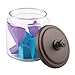 iDesign York Bathroom Vanity Glass Apothecary Jar for Cotton Balls, Swabs, Cosmetic Pads - Short, Clear/Bronze