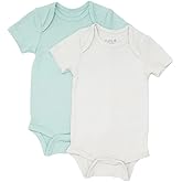 KYTE BABY Unisex Bodysuits, 2-Pack Short Sleeve Baby Bodysuits, 97% Rayon made from Bamboo, 3% Spandex