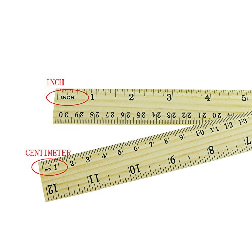 Amersumer 30PCS 12inch/30cm + 6inch/15cm Wooden Student Ruler Wooden School Rulers Office Ruler Measuring Ruler Teaching Ruler, 2 Scale,2 Size.