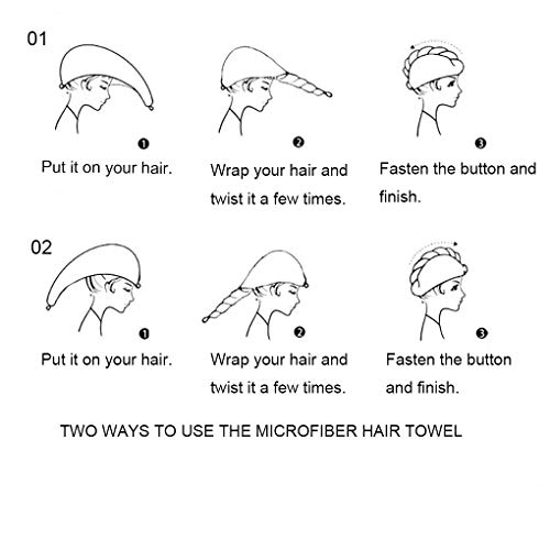 KOWUEN Premium Microfiber Hair Towel for Long Hair, 2 Pack Hair Turbans for Wet Hair, Super Absorbent Rapid Dry Hair Towel Wrap Wet Hair Towel for Curly Hair (Pink+Blue)