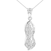 Textured 925 Sterling Silver Peanut Pendant Necklace