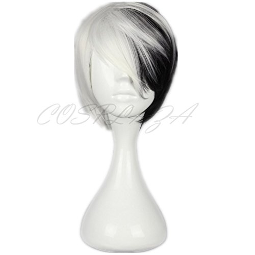 Cosplay Wig Short Black White Boy Girl Anime Show Party Hair