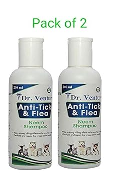 Dr Venture Dog Shampoo and Cat Shampoo Anti Tick & Flea | Organic Natural Neem & Lemongrass ? Anti Itching, Insect Repellent ?Pack of 2 (200 ml) - Two Month Supply