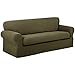 Maytex Reeves Stretch 2 Piece Loveseat Furniture Cover Slipcover, Dark Sage Green