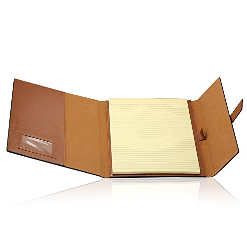 Gallaway Leather Padfolio Portfolio Folder - Perfect Portfolio for your Interviews, Resumes, Presentations and Meetings and it fits Letter, Legal, A4 Notebooks and Notepads (Brown) - Thumbnail 3