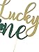 1 pc Lucky One Shamrock Clover St Patrick Theme Green Gold Glitter Cake Topper for first Birthday Baby girl boy cake smash
