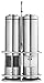 Pro Kitchen Life Battery Operated Salt and Pepper Grinder Set - Pack of 2 Mills - Durable Stainless Steel with Holder Tray - Adjustable Ceramic Coarseness with LED Light and Caps at Bottom