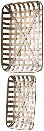 Tobacco Basket Set - 2 Baskets - Farmhouse Wall Decor (Rectangle, Large)