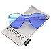 zeroUV One Piece PC Lens Rimless Ultra-Bold Colorful Mono Block Sunglasses 60mm (Blue)