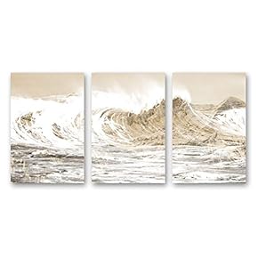 3 Piece Canvas Wall Art Wave Canvas Prints Home Artwork Decoration for Living Room,Bedroom - 16"x24" x 3 Panels
