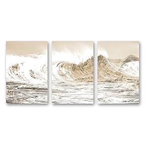 Wave Home Artwork for Living Room Bedroom x 3 Panels