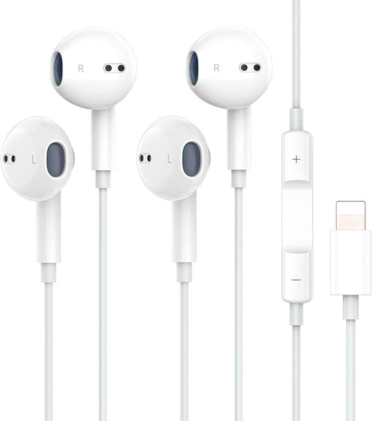 2 Pack Wired Earbuds Headphones for Phone, Hi-Res Extra Bass Earphones, HiFi-Audio Stereo Noise Isolating with Mic+Volume Control Compatible with Phone 14 Pro Max/13/12 Mini/11/X/XS Max/XR/8/7/Plus