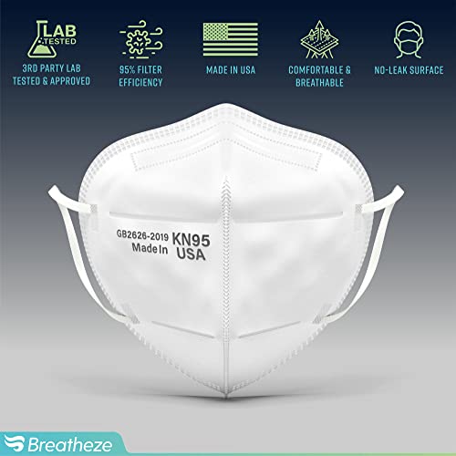 Breatheze KN95 Face Mask Made in USA Disposable Masks Breathable Face