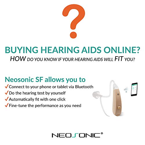 Neosonic SF Self Fitting Hearing Amplifier to Aid and Assist Hearing of Adults and Seniors, Connect to Smartphone via Bluetooth for Hearing Test and Personalized Programming (for Left & Right Ear)